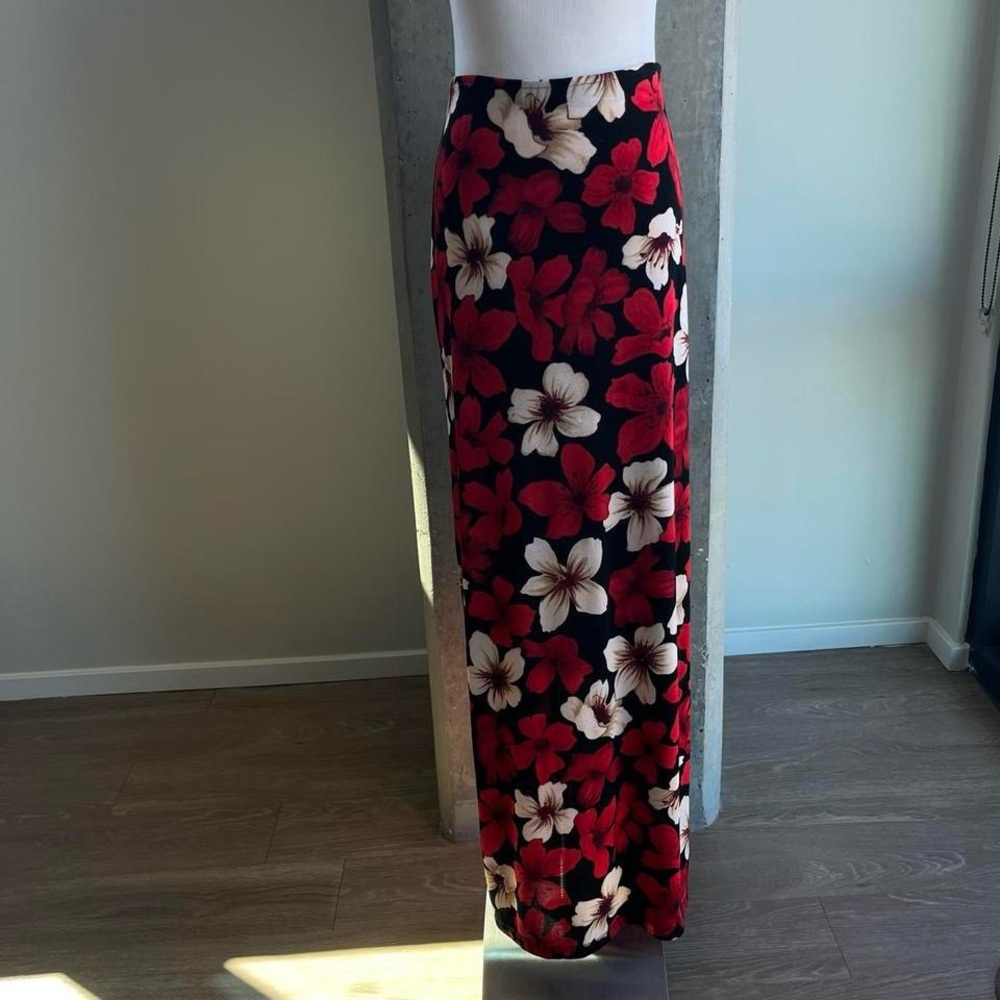 Floral Maxi Skirt - Red and White